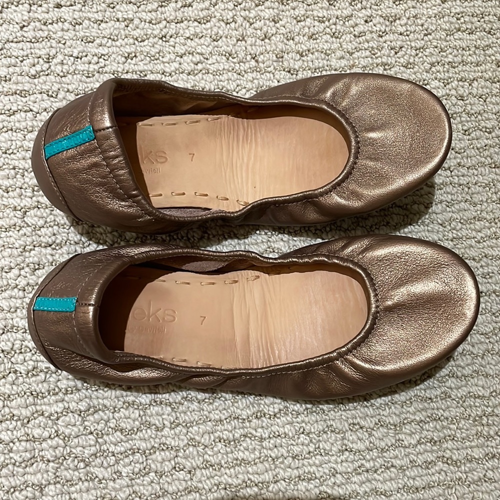 Metallic Bronze Tieks with carrying pouch